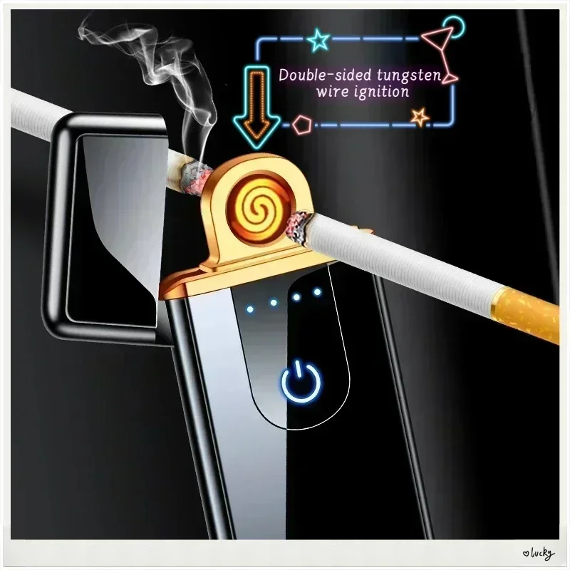 2025 New Metal Hot Sale Selling Usb Rechargeable Electric Lighter Heating Wire Windproof Smoking Cigarette Lighters Gift For Men