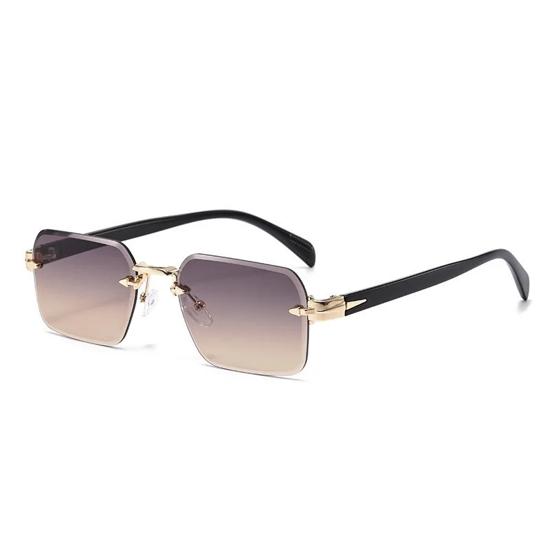 Rimless Sunglasses Rectangle Fashion Popular Women Men Shades Square Sun Glasses For Female Male Summer Traveling Oculos - view 5