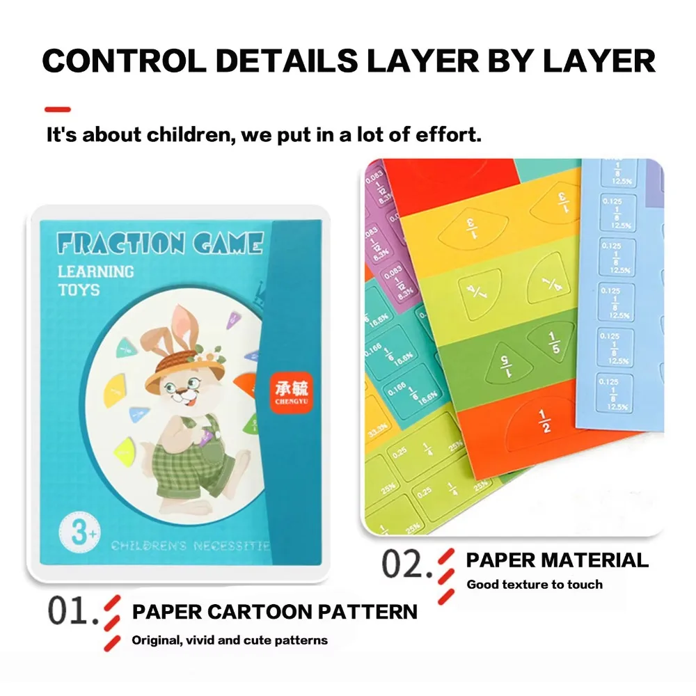 New Enlightenment Fraction Toy Fraction Book Math Educational Toy Learning Tiles Circles Teaching Aids Children