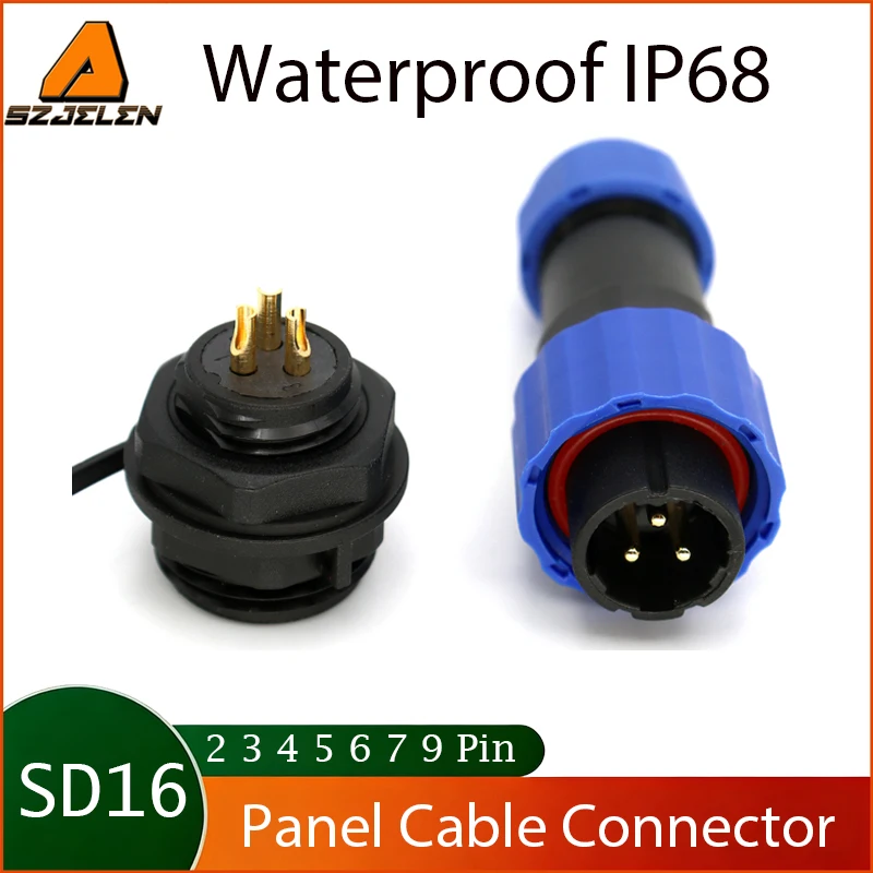 

Waterproof Aviation Connector SD16 2 3 4 5 6 7 9 Pin Docking/Rear Nut Cable Wire Connectors Welding Male/Female Plug Socket Set