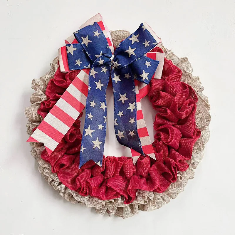 

Usa Independence Day Wreath Decoration Outdoor Garden Front Wreath Pendant Decoration Usa Independence Day Window Wreath Stamp