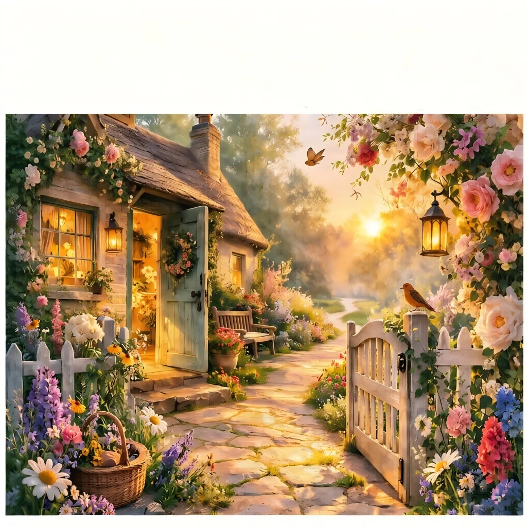 Kids Nature Education - 500-2000pcs Scenic Landscape Jigsaw Puzzle Cottage
