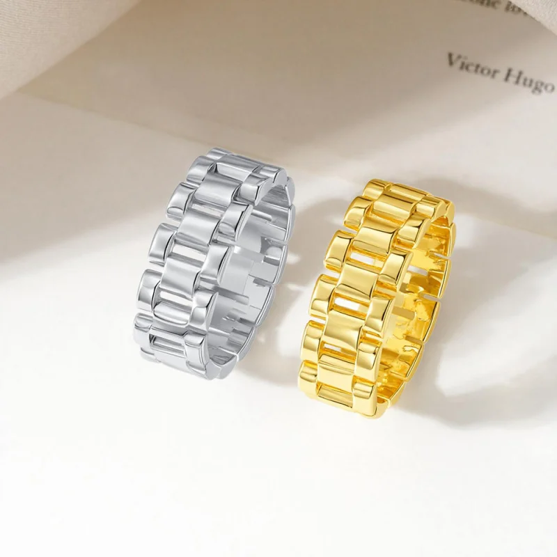 

Cross-border best-selling personalized simple watch, smooth surface ring, adjustable opening, indifferent style, ins versatile