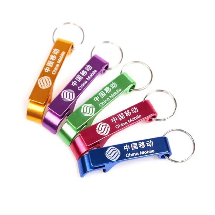 500 pcs/lot New promotion customed printed logo gift Metal aluminum alloy bottle opener metal keychain laser LOGO
