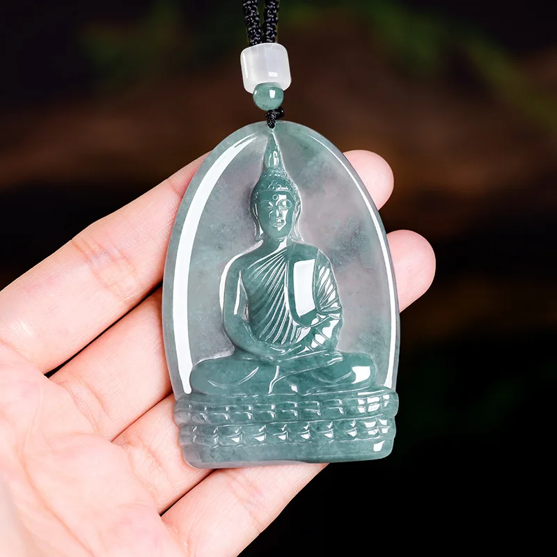 Natural Myanmar Jadeite Buddha Pendant Necklace Real Jade Charm Accessories Gemstone Talismans Fashion Jewelry Gifts for Women