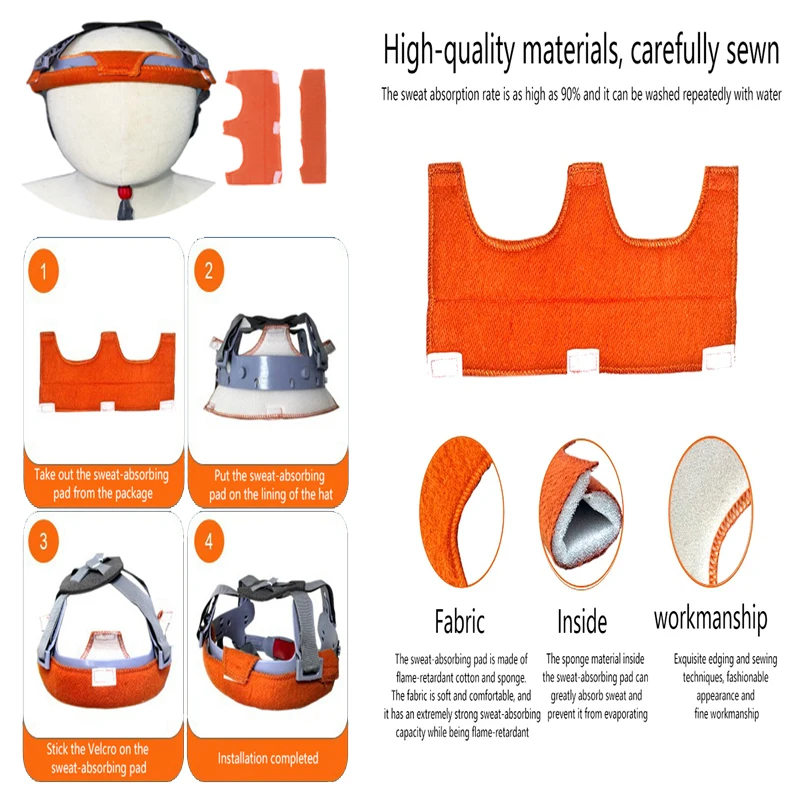 

2pcsFlame Retardant Cotton Sweat Band For Helmet Sweatbands Hard Hat Welding Sweat Band Cushion Sweatband Helmet Summer Headband