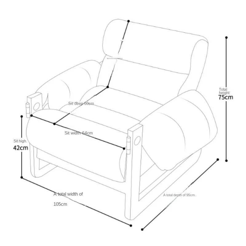 X&D Nordic Retro Single Solid Wood Sofa Chair, Living Room Designer Casual Leather Lounge Chair Simple Modern Small Apartment