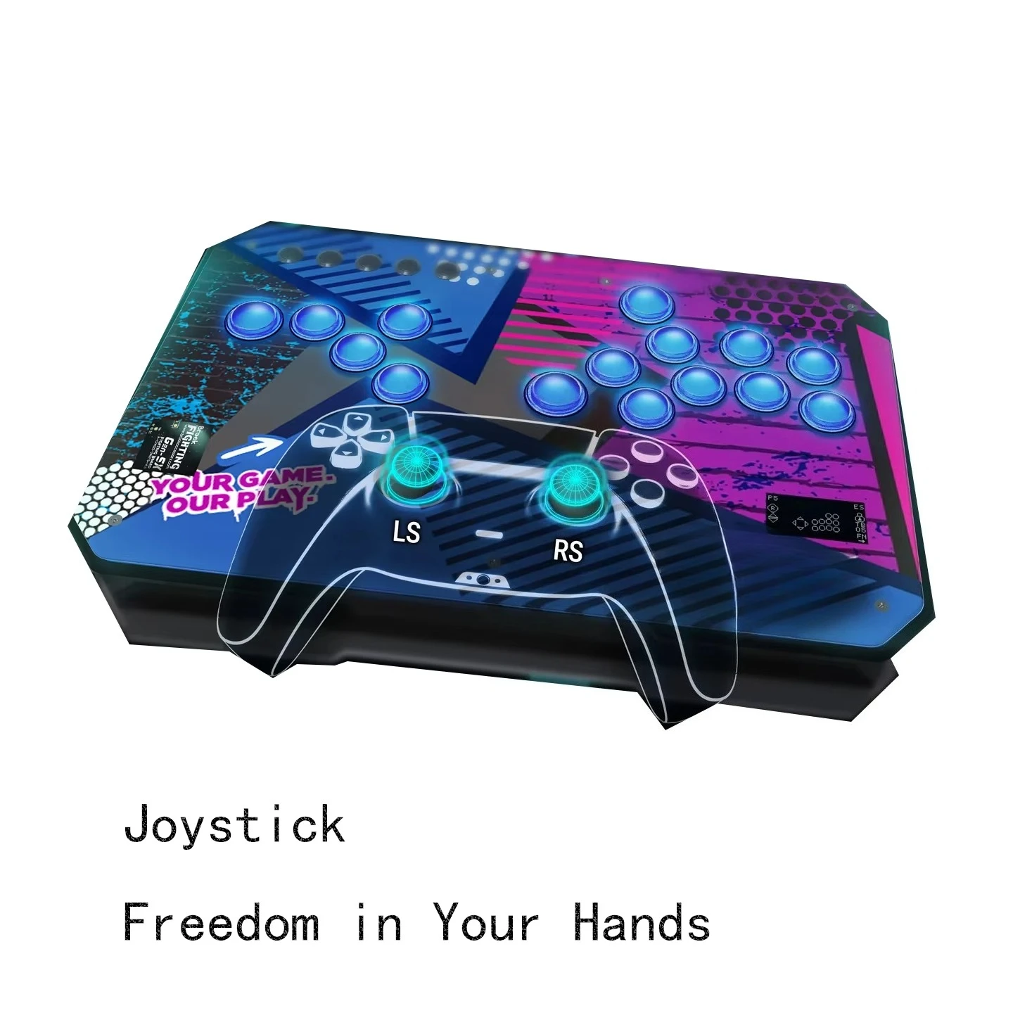 for Brook Gen-5X Fighting Board Multi-Platform Controller Supports PS5 Xbox Series X/Switch/PC with RGB-LED Lighting Effects