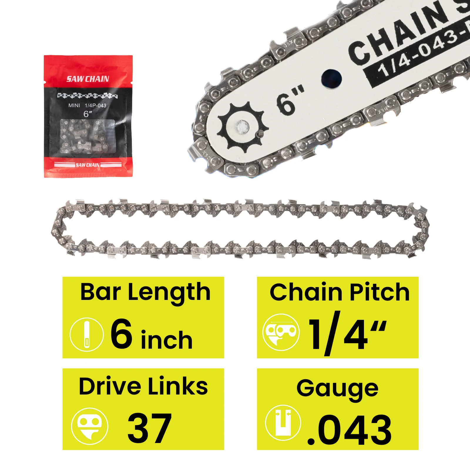 6 Inch Chainsaw Chain 1/4