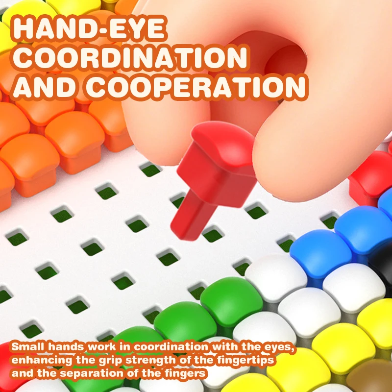 Kid Mushroom Nail Puzzle Building Blocks Toy Trainting Fine Motor Skills Development Early Learning and Development Toys