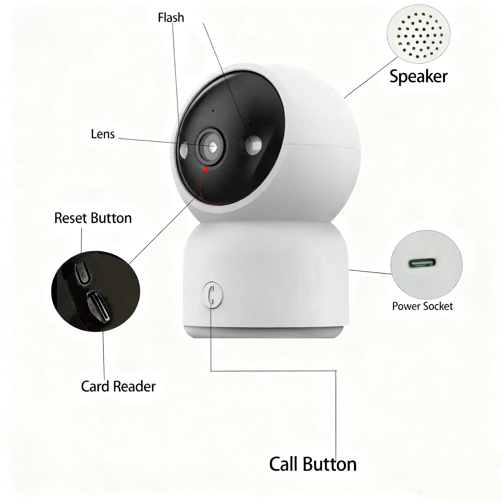 

M601 HD Video Baby Monitor with Pan Tilt 2 Way Audio Night Vision Wifi Security Camera White Nanny Cam