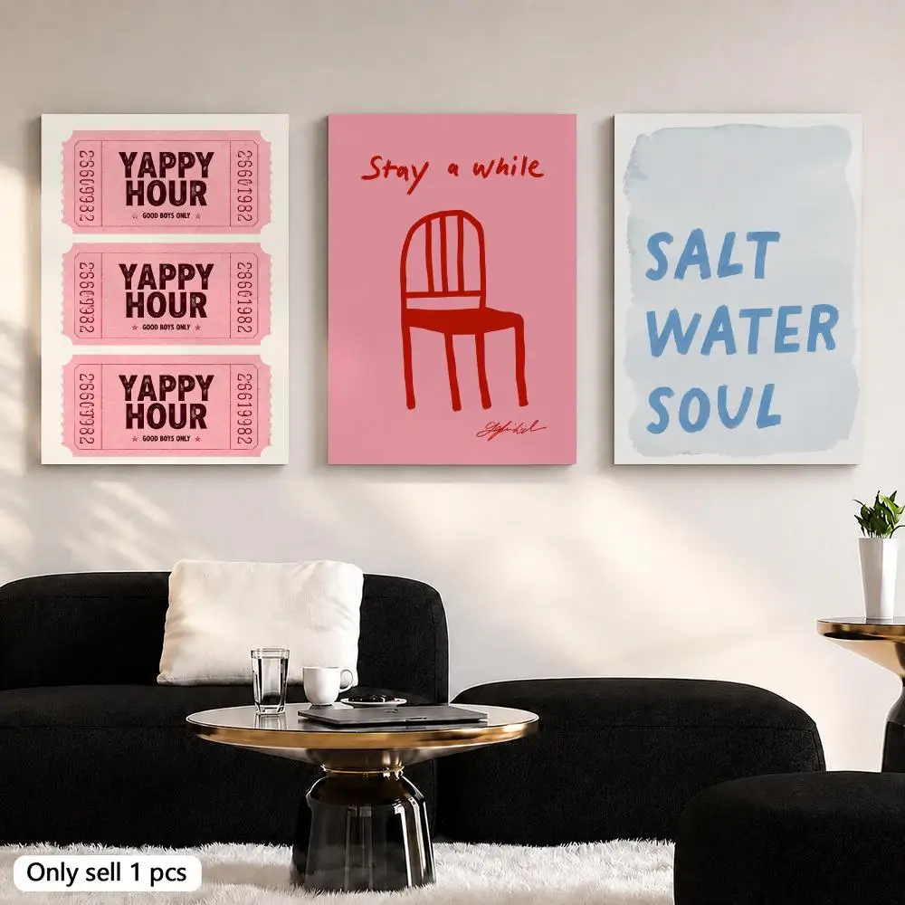 Simple Trendy Text Framed Wall Painting Ready to Hang Canvas Art Poster for Living Room Bedroom Home Decor Decals