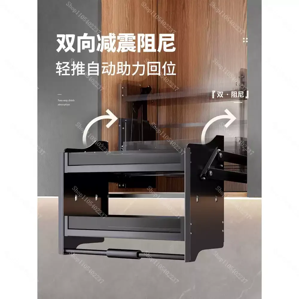 Kitchen Hanging Cabinet Lift Pull Basket Upper Lower Buffer Drop Down Kitchen Rack