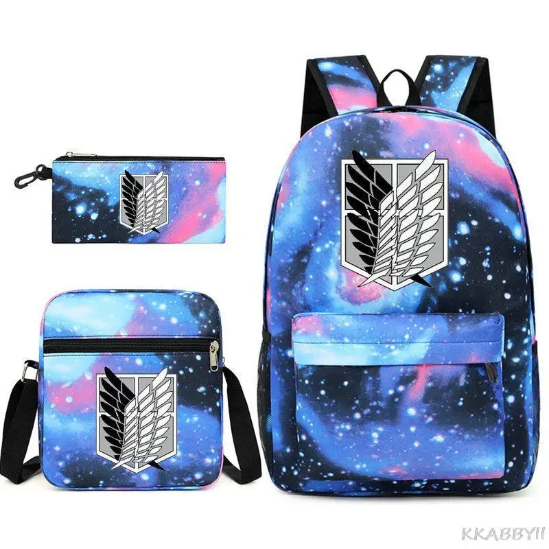 Attack on Titan Anime School Bag for Girls Boys Children Back To School Backpack Shoulder Bag Pencil Case Set Students Schoolbag