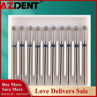 10pcs/Pack AZDENT Dental Diamond Burs Drill Ball Round Type 25mm FG 1.6mm For High Speed Handpiece 450000r/Min