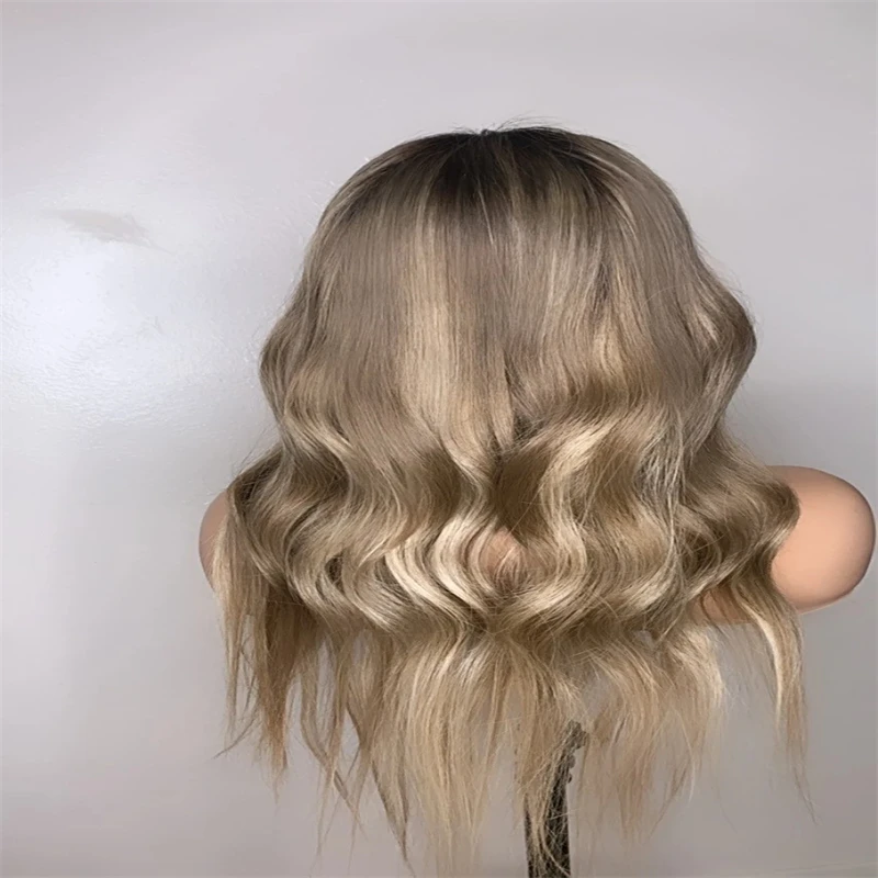 Ombre parrucca marrone cenere capelli umani 180 densità biondo cenere attaccatura dei capelli naturale prepizzicata parrucche Remy brasiliane 13x 4 parrucche frontali in pizzo