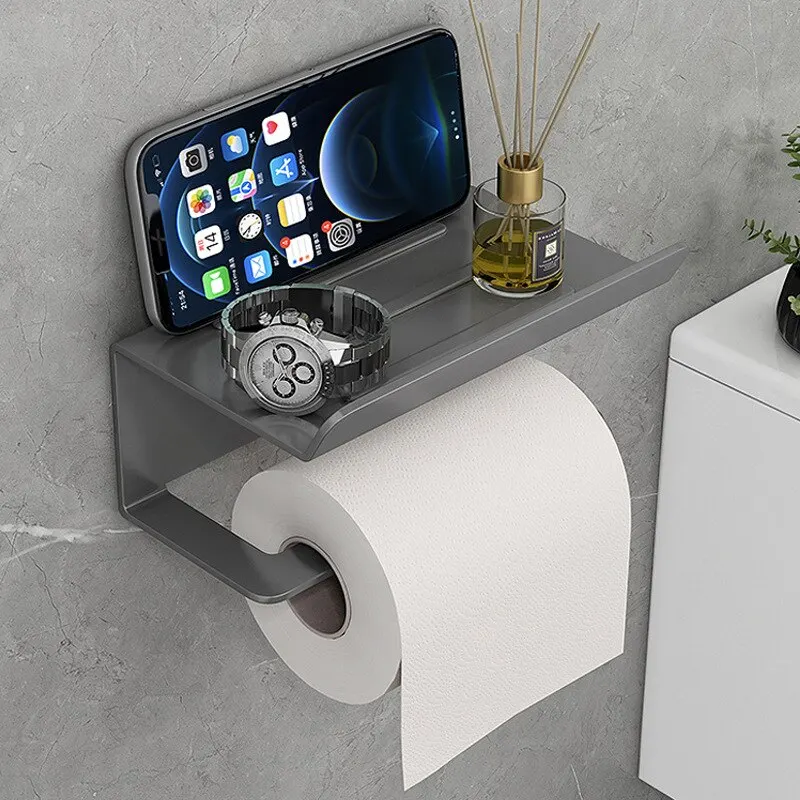 Bathroom Paper Towel Rack Bathroom Shelf Toilet Paper Roll Paper Put Phone Hanging Rack Wall-mounted Kitchen Storage Wall Shelf