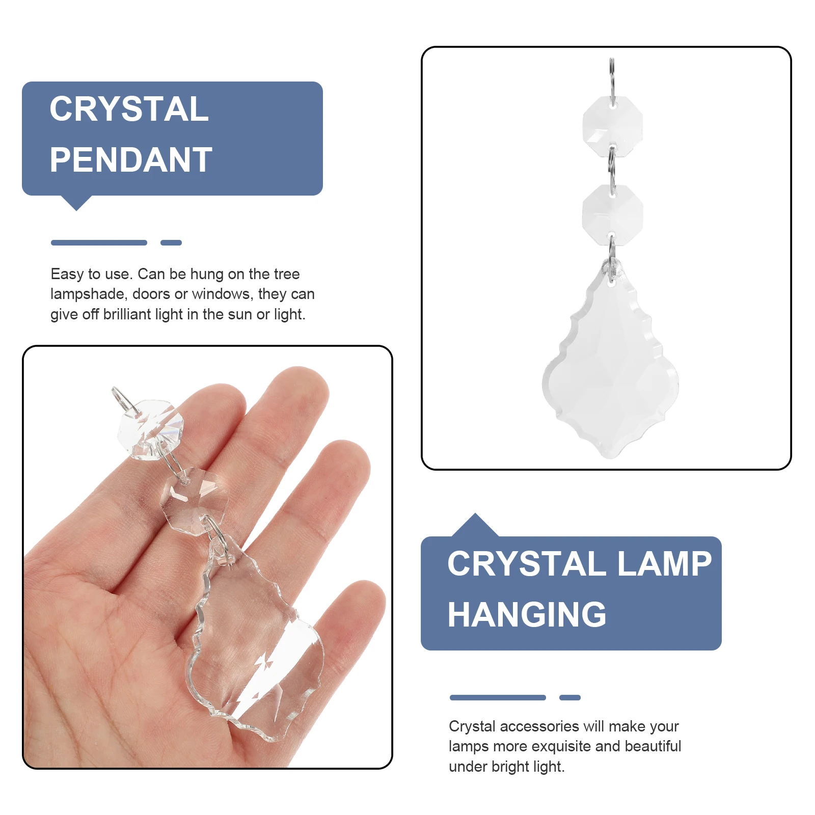 

10pcs Crystal Pendant Chandelier Hanging Crystals Decorations Smooth Surface Garden Pendants Lampshade Accessories