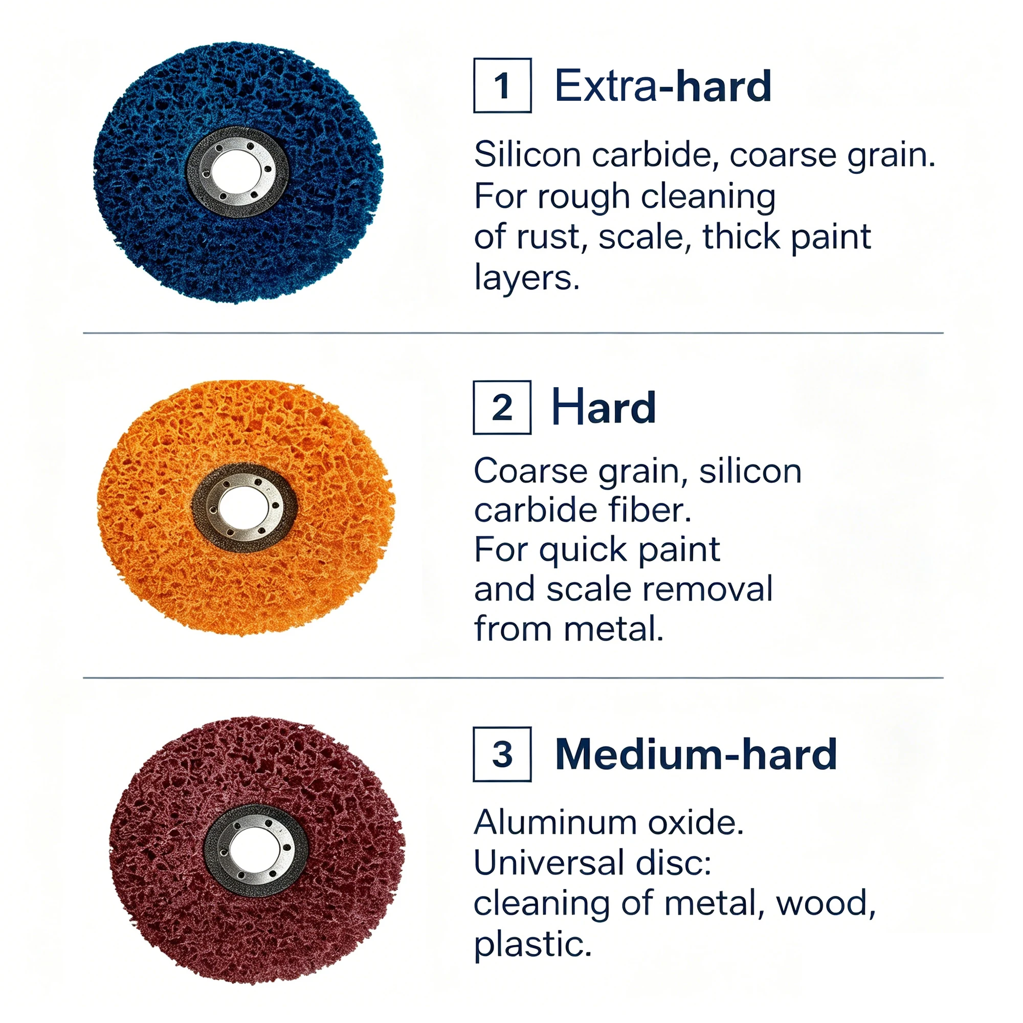 125mm 5Inch 3/4/6Pcs Multi Hardness Coral Cleaning Disc Wheel Abrasive Wheel for Auto Body Metal  Rust Paint Removal