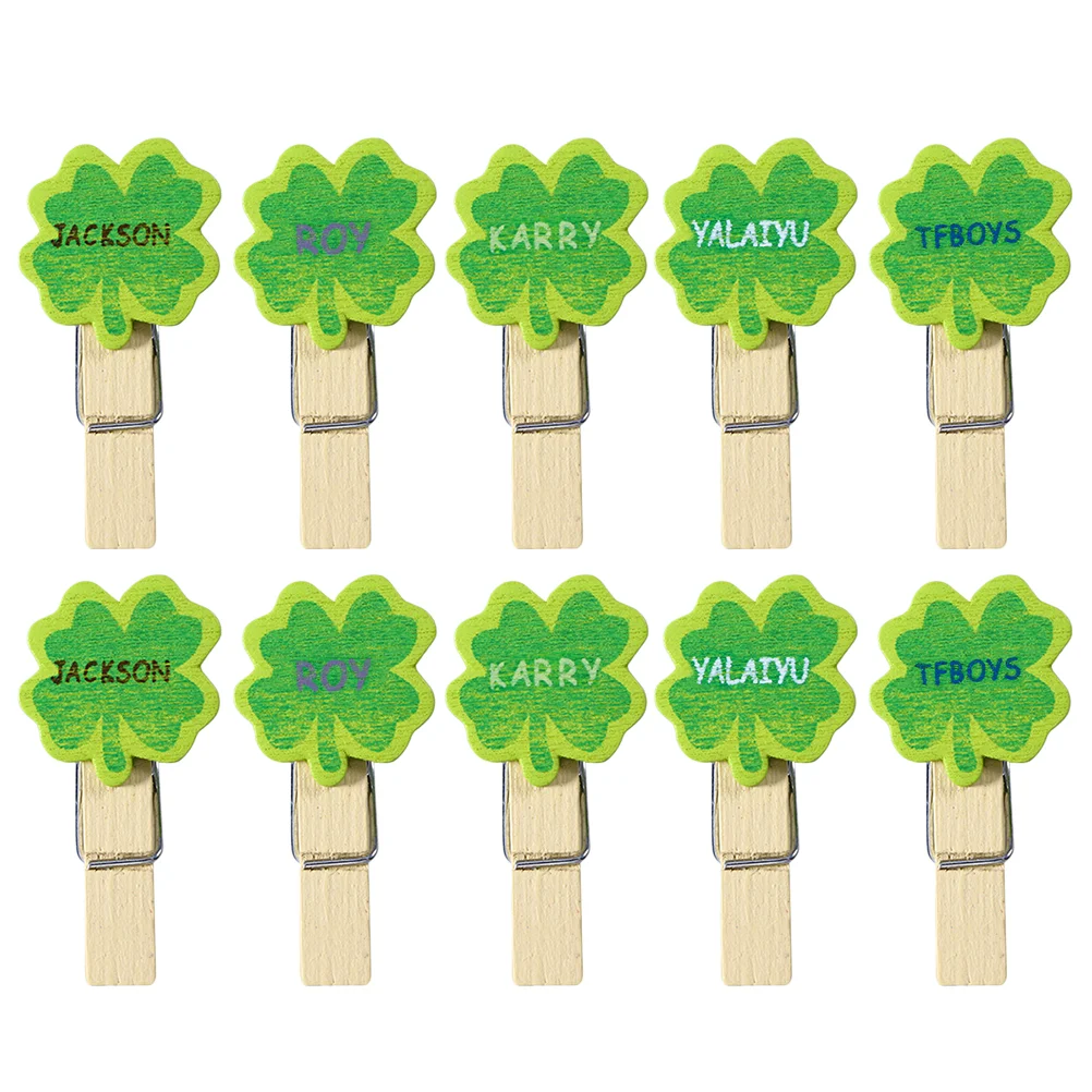 

50pcs Lovely Four Leaf Wooden Pegs Photo Clips Note Memo Holder St Patrick's Day Party Favor