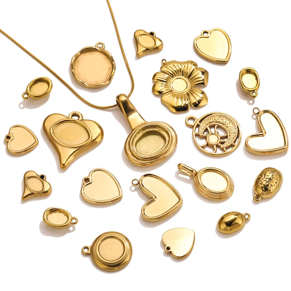 

5pcs Heart Irregular Bezel Charm Pendant Trays Blank Cabochon Base Diy Resin Cameo Earrings Jewelry Making Supplie Crafts