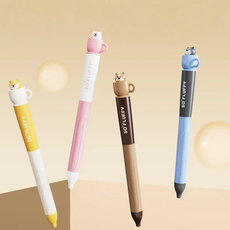 1Pcs Cute Teacup Dog Gel Pens 0.5mm Quick-Dry Writing Pens Creative Rotating Puppy Pen Student Stationery Office School Supplie