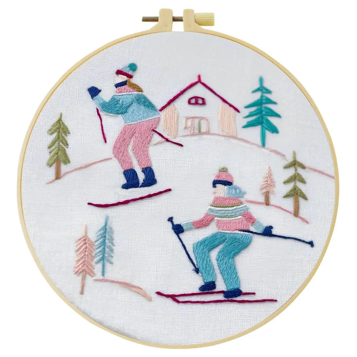1 Stück 20X20CM/15X15CM 7,87/6,3 Zoll Ski-Stickerei-Starter-Kit DIY-Kit DIY-Stickerei-Set Handarbeiten Nadelkunst Nähkunst – Detail 4