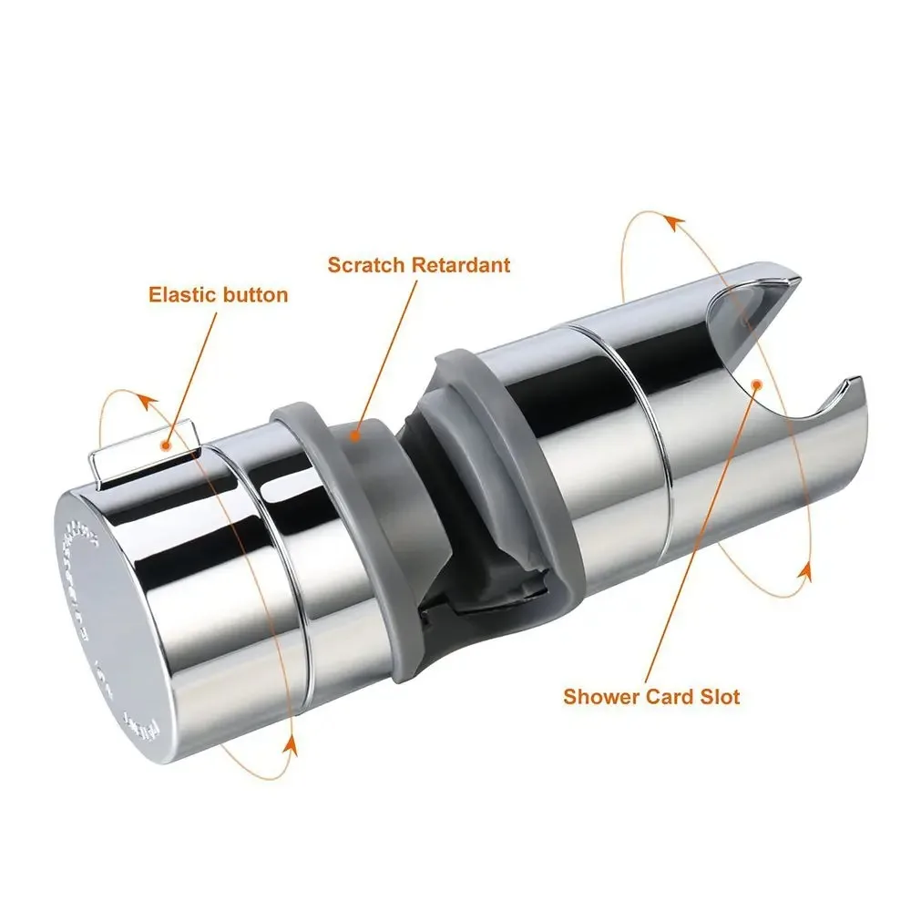 Adjustable Shower Head Holder 22mm- 25mm Universal Bracket ABS Chrome Plated Hand Shower Rail Slider Clamp