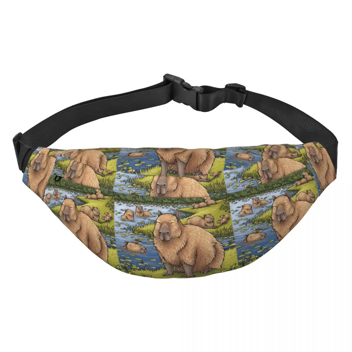 Custom Capybara Fanny Pack for Women Men Fashion Animal Pet Sling Crossbody Waist Bag Cycling Camping Phone Money Pouch