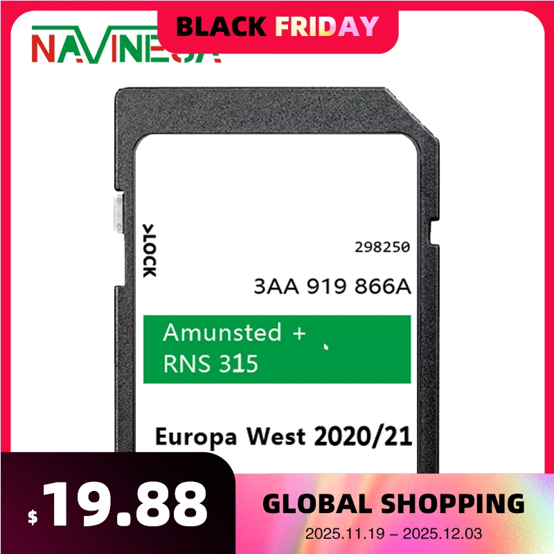 

3AA919866A Version12 West Europe Map GPS SD Card RNS315 Navigation for Skoda Octavia Superb Rapid Yeti Praktik Fabia Memory Card