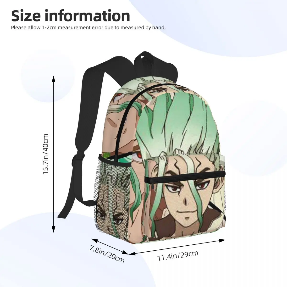 Senku Ishigami Dr Stone Apan Anime Student Backpack School Bag Hiking Travel Daypack for Men Women Bookbag Shoulder Bags