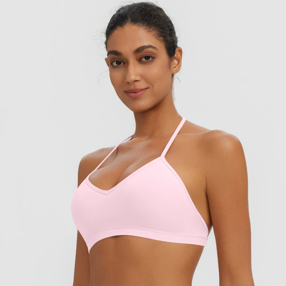 Damen-Sommer-Tanktops, einfarbig, mit Raffung, Yoga-BH, sexy, schöner Rücken, dünne Schulterträger, Sport-BH, Fitness-BH, Lauf-BH – Detail 20