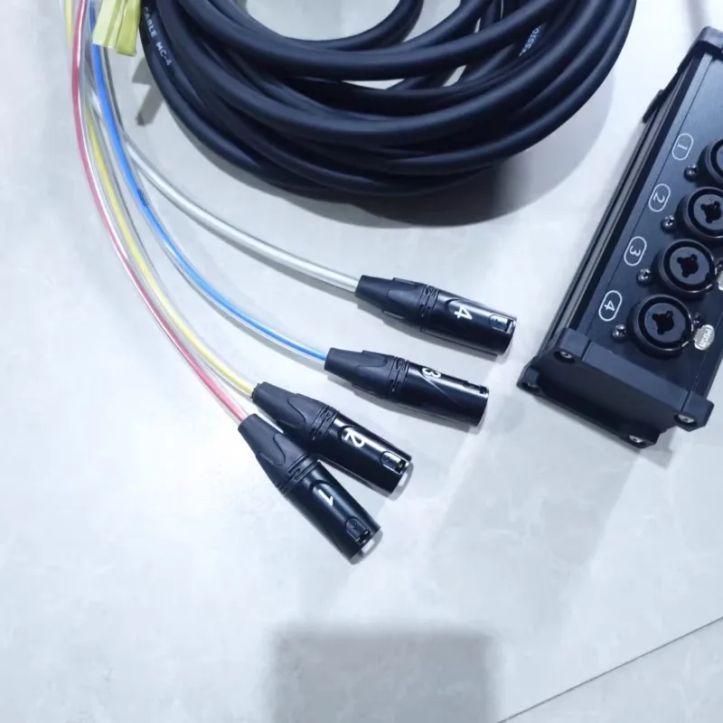 4 Way Stage Studio Wall Mountable Box. 3Pin XLR/6.35MM Female Multicore Snake Cable With 4 XLR Male Connectors For Speaker