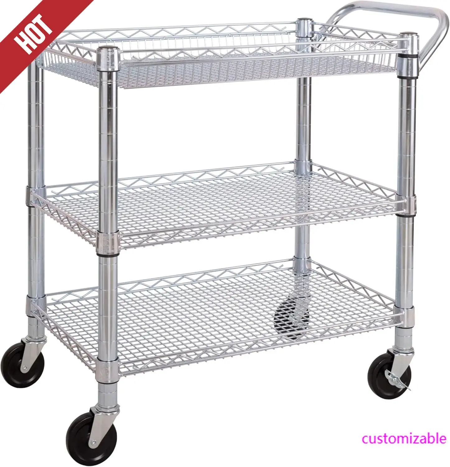 NUEVO Carro utilitario con ruedas de metal resistente comercial Ultra duradero NSF Seville Classics, barra de mango para restaurante, almacén