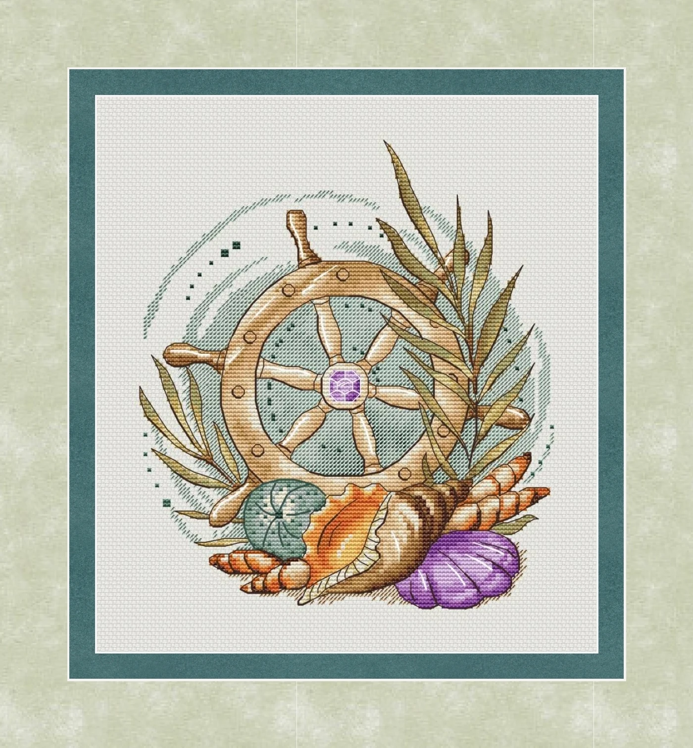 winter flag embroidery Counted Cross Stitch Kit  Christmas conch and crab 1-29-32