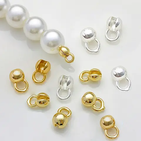 10pcs 18K 골드 도금 황동 가죽 코드 크림프 비즈 루프 조개 껍질 비드 팁 끝 1.5mm 체인 목걸이 쥬얼리 만들기