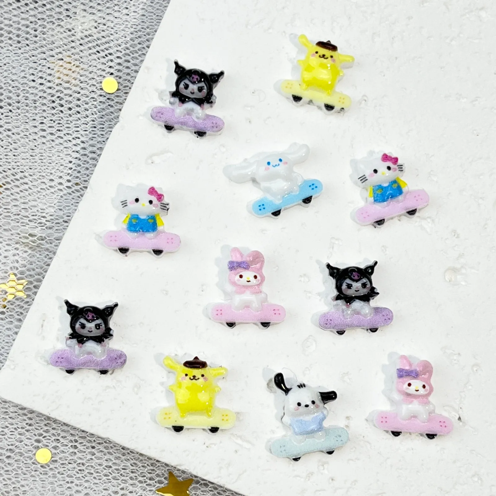 50개 매력적인 3D 만화 네일 아트 장식 - DIY 귀여운 쿠로미 & 헬로 키티 프레스온 네일 참 멋진 매니큐어용