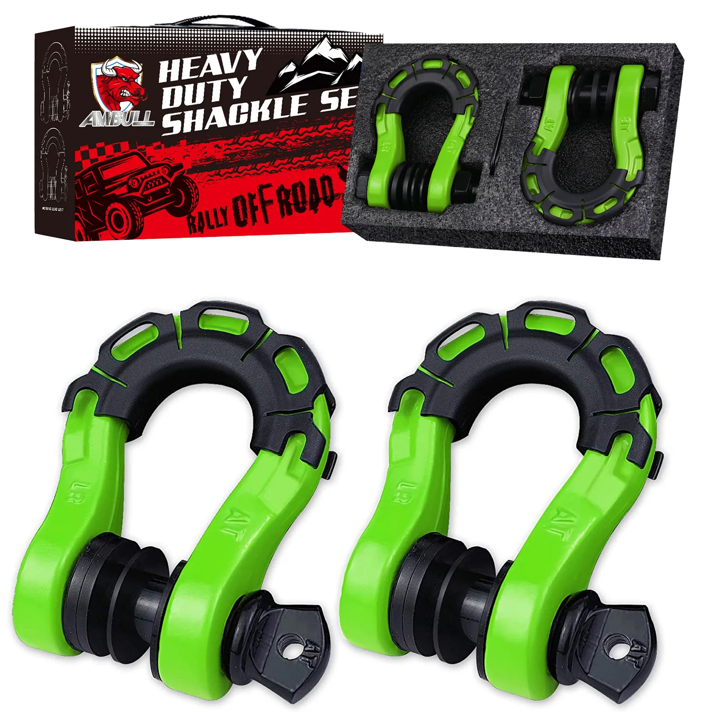 Heavy Duty 8 Ton Bow Shackle, Forged Carbon Steel D Ring Recovery Hook, 3/4 Inch U Shape Towing Connector, 2 Piece Set, Multi