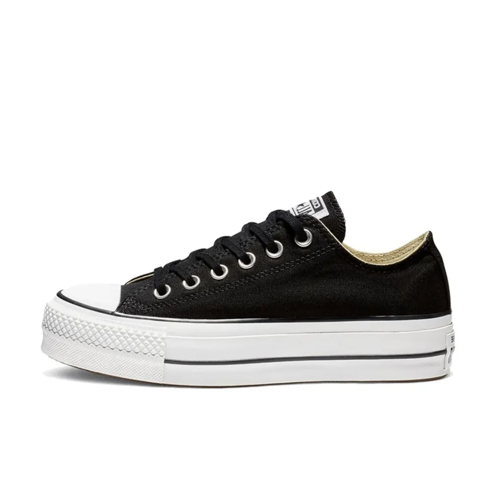 Converse All Star Lift muffin bottom non-slip lightweight low-top canvas shoes women's black and white