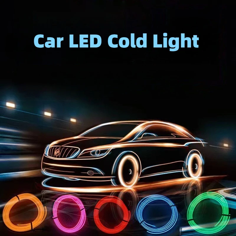 5M Car Environment El Wire LED USB Flexible Neon Interior Lights Car Decorative Accessories