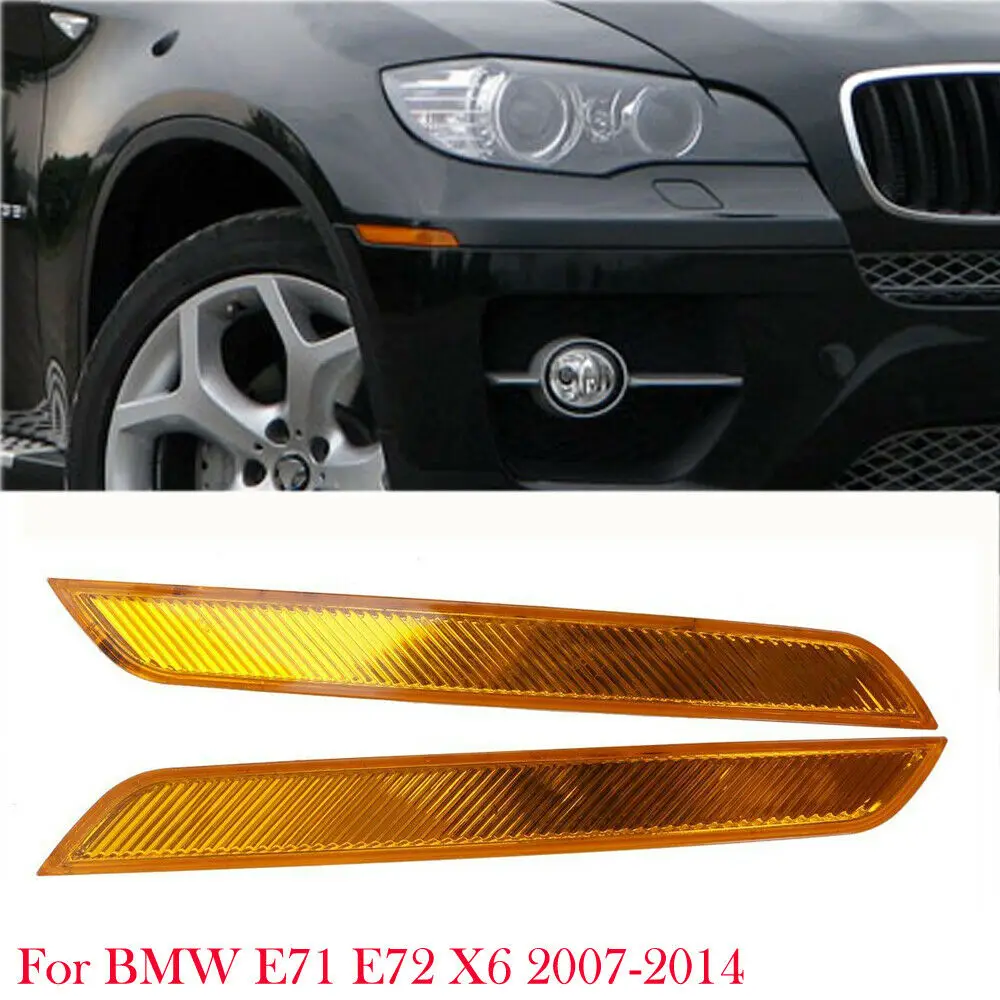 

2 For BMW X6 E71 E72 2007-2014 Amber Front Bumper Side Marker Reflector Light