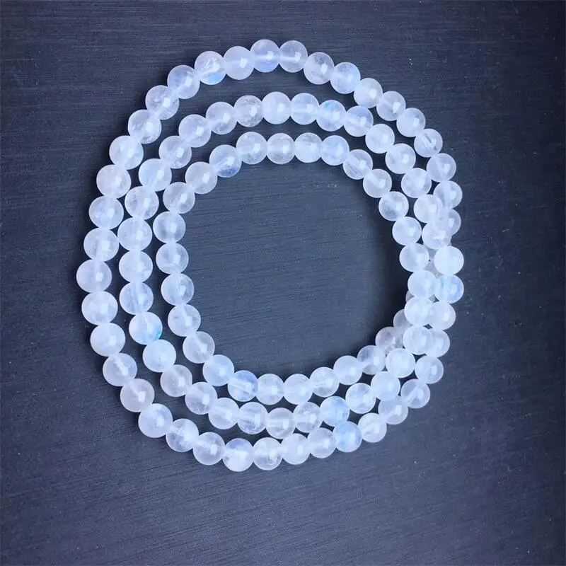 5.7MM Natural Blue Moon Stone Triple Cricle Bracelet Bead Strings Fashion Beautifully Jewelry For Men And Women Gift