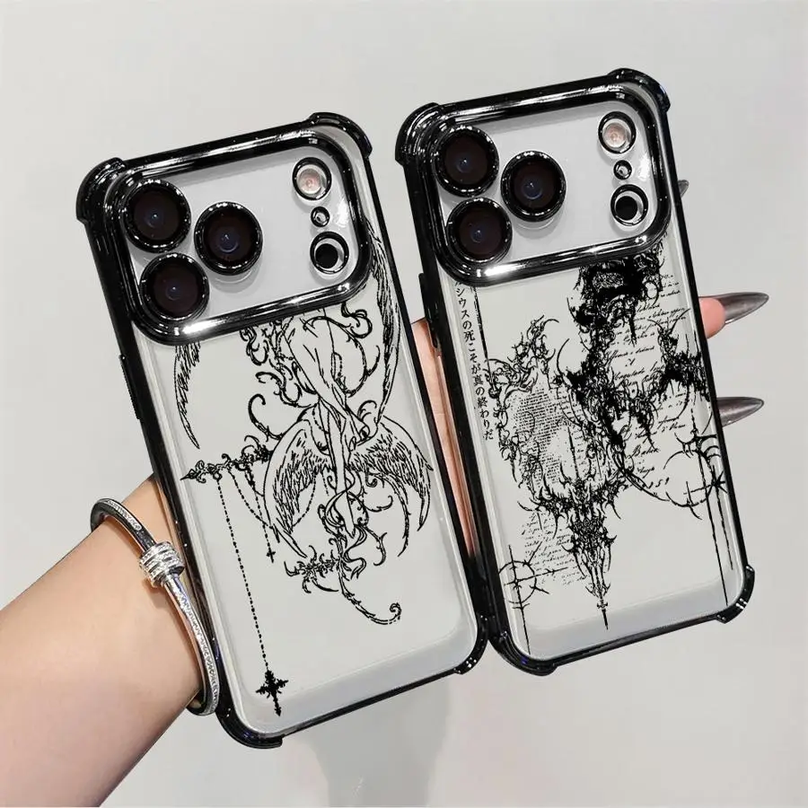 Gothic Style Angel Cross Case for Apple iPhone 17 Pro Max 15 12 Plus 16 Pro 14 17e 16e Air 11 13 Phone Cover