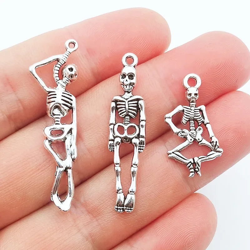 20PcsSkull Human Body Charms Halloween Alloy Pendant for Making Diy Bracelet Necklace Earrings Handmade Accessories Supplies