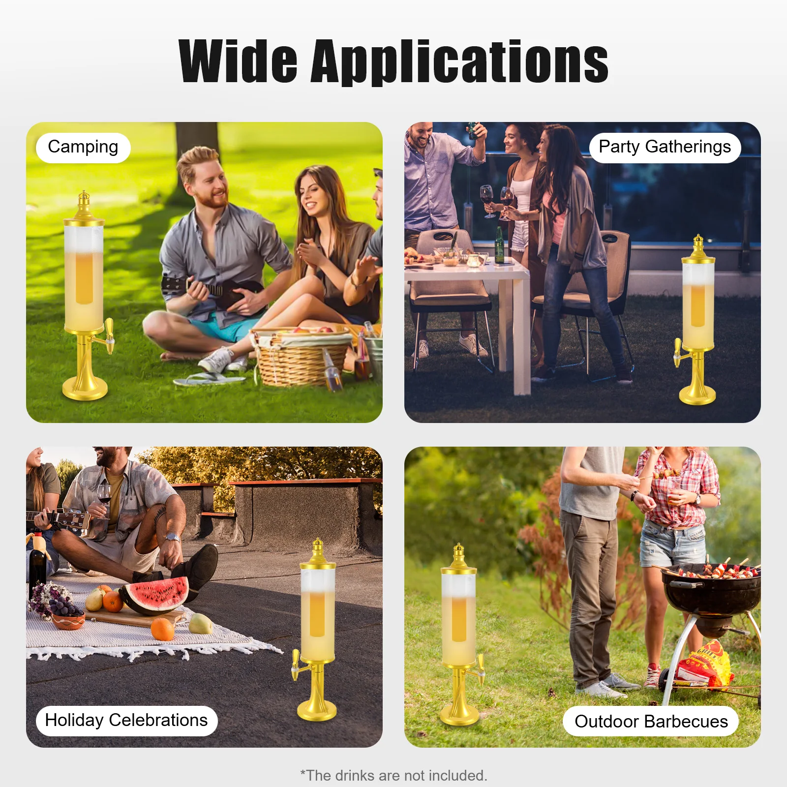 

3L Food-Grade Clear Acrylic Beer Tower Dispenser, LED Color-Changing Lights & Ice Tube, Keeps Drinks Cold for Home Bar & Parties