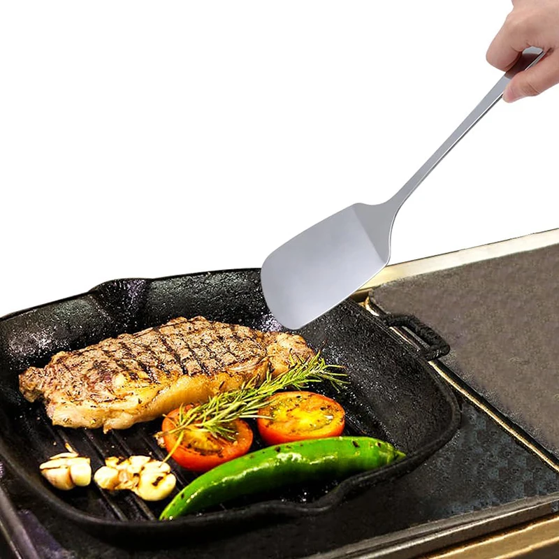 2Pcs Stainless Steel Spatulas Set Nonstick Spatulas for Fish Eggs Pancakes Spatula Solid and Slotted Heat Resistant Cookware