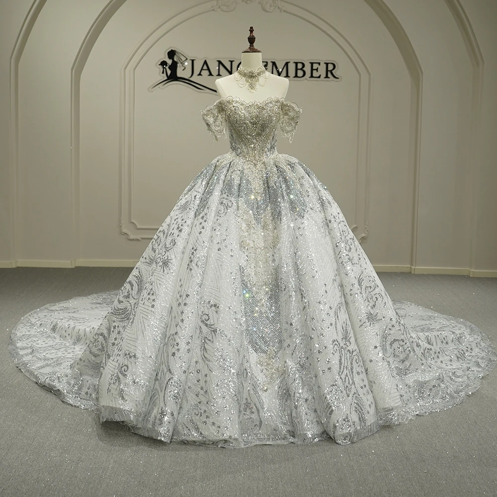 

Блестящее шикарное свадебное платье, полностью расшитое бисером, бальное платье принцессы с короткими рукавами и вырезом-лодочкой, индивидуальный пошив, платье для невесты.