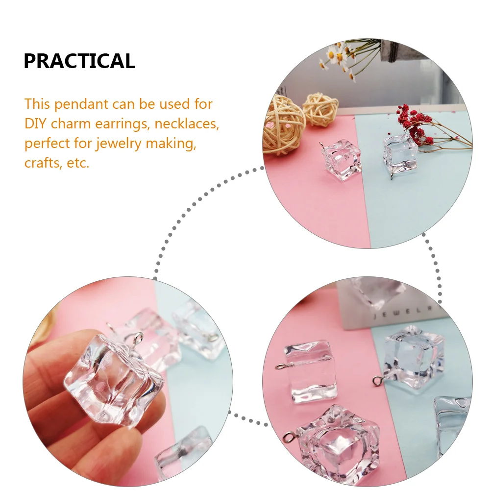 

20 Pcs Simulated Ice Creative naments Shaped Pendants Clear Decorative Earring Accessories Iron DIY Bracelet Jewelry Making