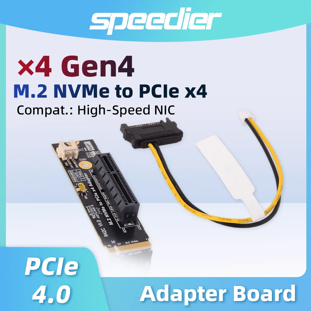 

M.2 Key-M To PCI-E 4.0 X4 X16 Slot Riser Card PCB Board Converter SATA Power Cord for Network SSD Acquisition USB Adapter