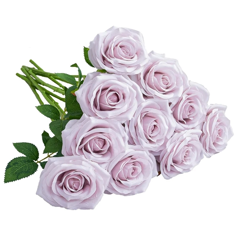 10pcs of dusty purple horn rose artificial flowers are super beautiful, suitable for indoor home decoration and wedding center